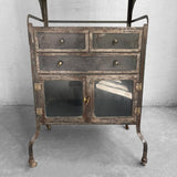 Industrial Brushed Steel Dentist Apothecary Cabinet