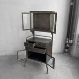 Industrial Brushed Steel Dentist Apothecary Cabinet