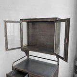 Industrial Brushed Steel Dentist Apothecary Cabinet