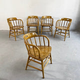 Early 20th Century Rustic Oak Firehouse Dining Chairs