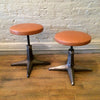 Cast Iron Stools With Leather Seats