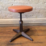 Cast Iron Stools With Leather Seats