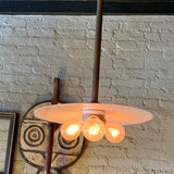 Industrial 3 Bulb Milk Glass Disc Pendant Light