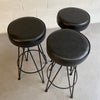 Mid Century Modern Wrought Iron Upholstered Bar Stools