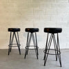 Mid Century Modern Wrought Iron Upholstered Bar Stools