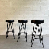 Mid Century Modern Wrought Iron Upholstered Bar Stools