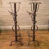 Gothic Wrought Iron Andirons in the Style of Samuel Yellin