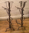 Gothic Wrought Iron Andirons in the Style of Samuel Yellin