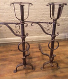 Gothic Wrought Iron Andirons in the Style of Samuel Yellin