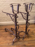 Gothic Wrought Iron Andirons in the Style of Samuel Yellin