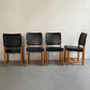 Swedish Mid Century Modern Black Woven Leather Dining Chairs
