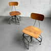 Pair Of Industrial Adjustable Toledo Stools