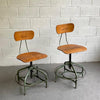 Pair Of Industrial Adjustable Toledo Stools