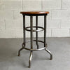 Industrial Brushed Steel And Maple Factory Stool