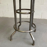 Industrial Brushed Steel And Maple Factory Stool