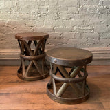 Hollywood Regency Brass Drum Stool Side Table By Sarreid Ltd.