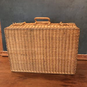 Woven Wicker Suitcase