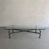 Large Gothic Artisan Hand-Wrought Iron And Glass Coffee Table
