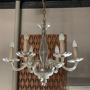 Midcentury Clear Murano Art Glass Chandelier
