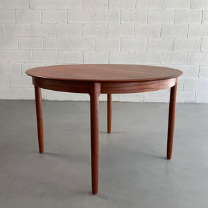 Danish Modern Round Teak Extension Dining Table