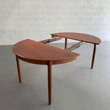 Danish Modern Round Teak Extension Dining Table