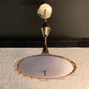 Mid Century Modern Cord And Brass Disc Pendant By Moe Light