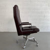 Italian Mid-Century Modern Leather High Back Executive Office Armchair