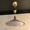 Mid Century Modern Cord And Brass Disc Pendant By Moe Light