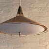 Mid Century Modern Cord And Brass Disc Pendant By Moe Light