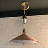 Mid Century Modern Cord And Brass Disc Pendant By Moe Light