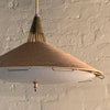 Mid Century Modern Cord And Brass Disc Pendant By Moe Light