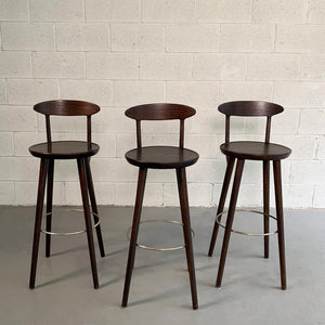 Danish Modern Walnut Bar Stools For Gunnar Schwartz Company