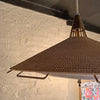Mid Century Modern Cord And Brass Disc Pendant By Moe Light