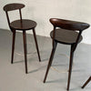 Danish Modern Walnut Bar Stools For Gunnar Schwartz Company