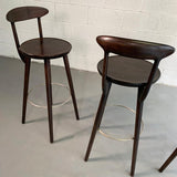 Danish Modern Walnut Bar Stools For Gunnar Schwartz Company