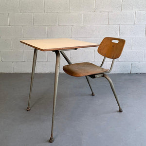 Raymond Loewy For Brunswick Attached School Desk Chair Set