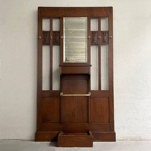 Early 20th Century Arts And Crafts Oak Entryway Hall Tree