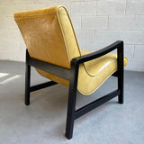 Mid-Century Modern Scoop Leather Lounge Chair By Jens Risom