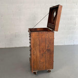 Large Antique Industrial Oak Machinist Tool Chest Cabinet