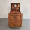 Large Antique Industrial Oak Machinist Tool Chest Cabinet