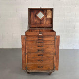 Large Antique Industrial Oak Machinist Tool Chest Cabinet