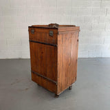 Large Antique Industrial Oak Machinist Tool Chest Cabinet