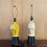Hollywood Regency Ceramic Ram's Head Table Lamps