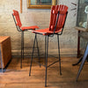 Slat Maple And Wrought Iron Bar Stools By Arthur Umanoff