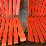 Slat Maple And Wrought Iron Bar Stools By Arthur Umanoff