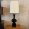 Midcentury Moorish Black High Gloss Ceramic Table Lamp
