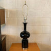 Midcentury Moorish Black High Gloss Ceramic Table Lamp
