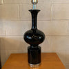 Midcentury Moorish Black High Gloss Ceramic Table Lamp