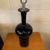 Midcentury Moorish Black High Gloss Ceramic Table Lamp