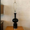 Midcentury Moorish Black High Gloss Ceramic Table Lamp
